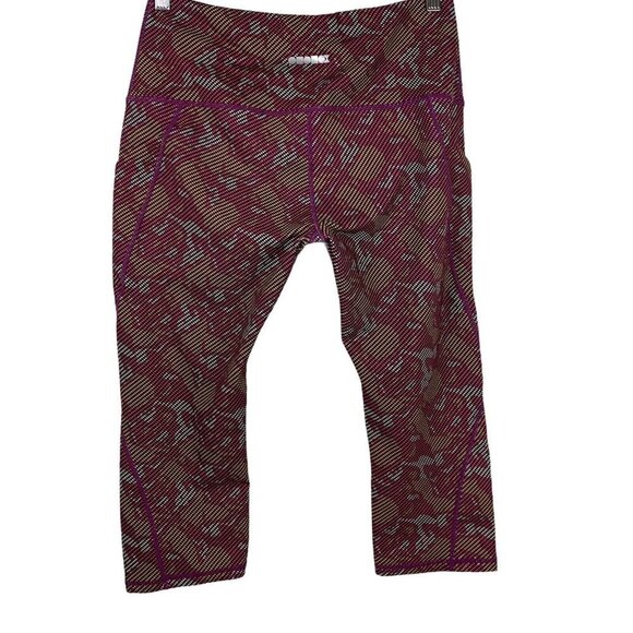 Ododos Large Leggings Cropped Side Pockets Pink Orange Purple Activewear Bottoms - Picture 2 of 5